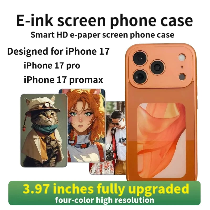 NFC E-Ink Screen Phone Case 3.97 Inch for Iphone 17/17Pro/17Promax Wireless Image Transmission Memory Album Syncing Case